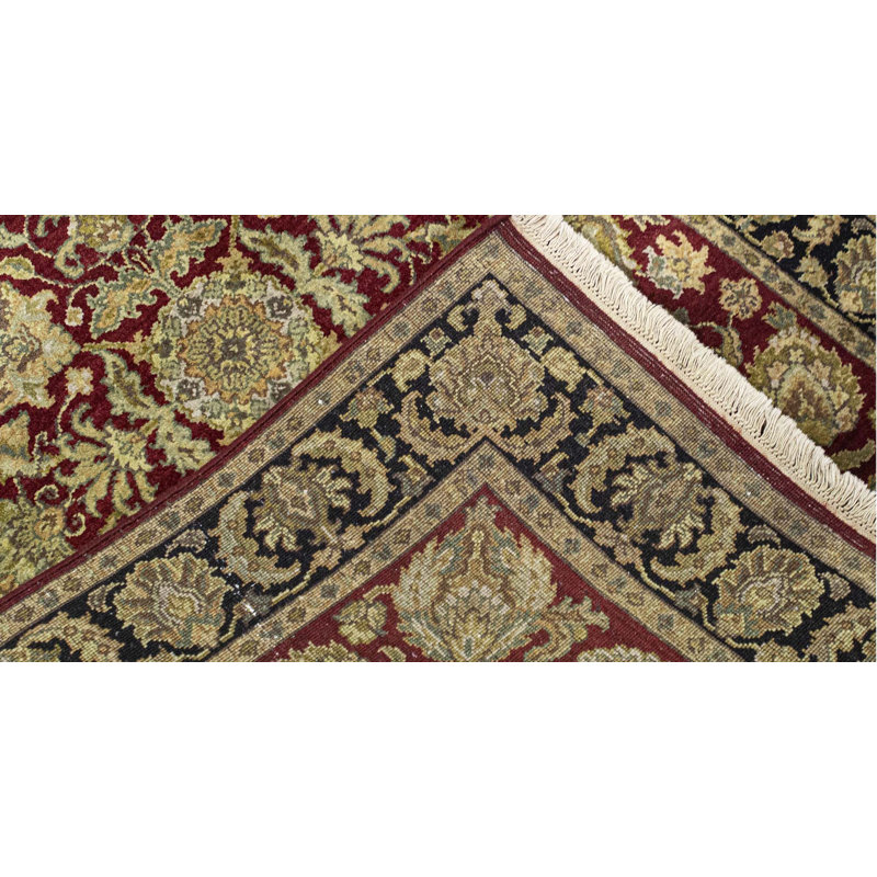 Tapis rouge et noir noué à la main de haute qualité