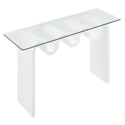 Ondine Glass Top 50" Console Table In Spiced Apple