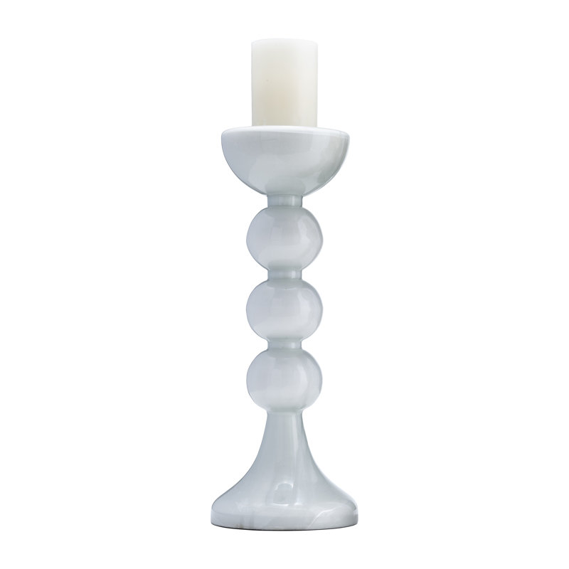 Elegant Sculptural Glass Candle Holder with Glam Design and Decorative Taper Silhouette, 18" H x 5" W x 5" D, Clear/Frost
