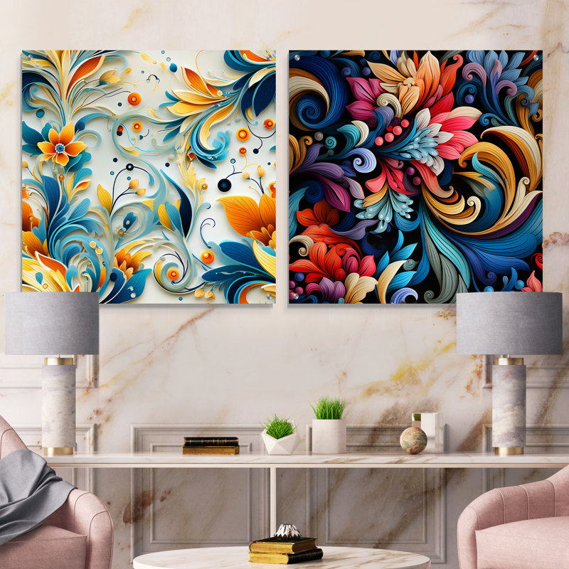 Tidworth - Ensemble de 2 peintures murales abstraites en acrylique, H 30 po x l 61 po