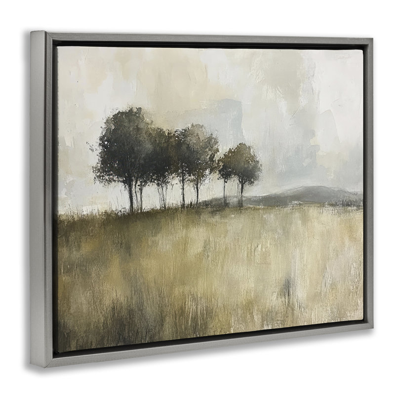 Cadre flottant Earthy Woodland Trees, design par Mona Grace, Gris, H 17 po x l 21 po