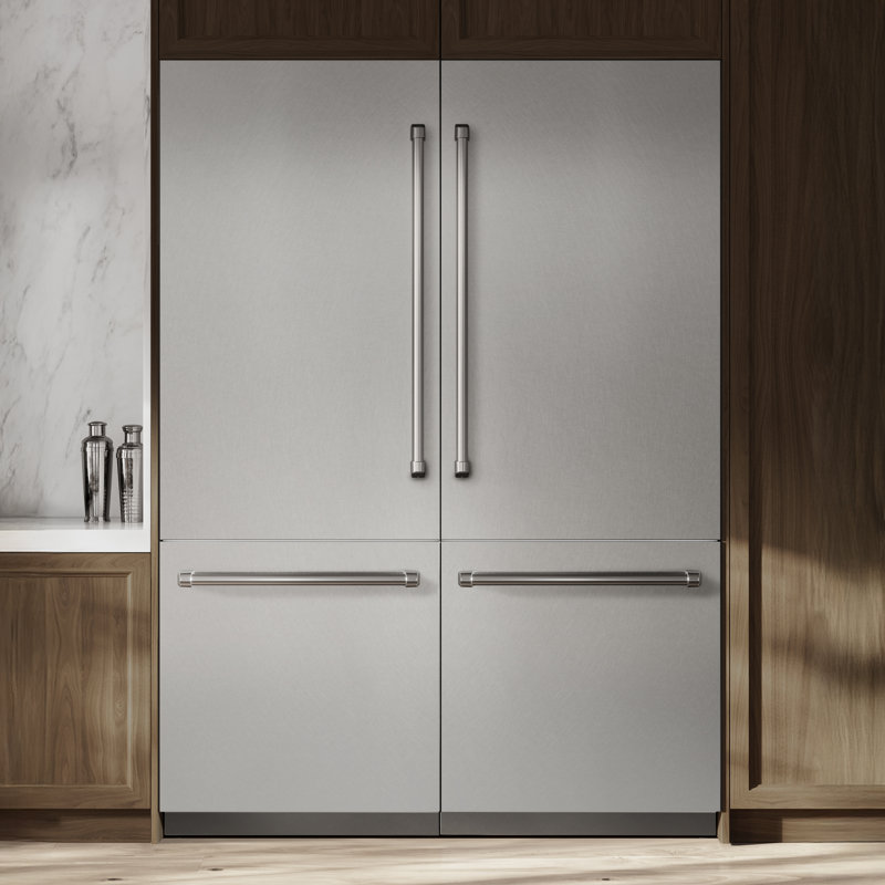 ZLINE 60 in. 32.2 cu. ft. French Door Built-In Bottom Freezer Refrigerator with Water Dispensers and Ice Makers with Graphite Gray Interior