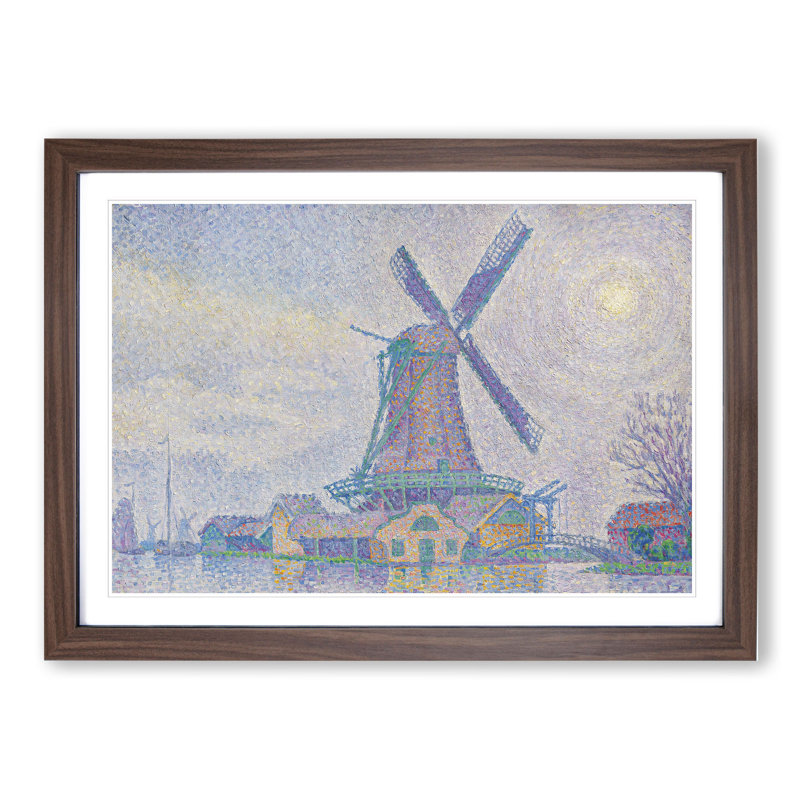 Moulin Dedam by Paul Signac - Picture Frame Painting, Walnut Framed, 48cm H x 65cm W x 2cm D