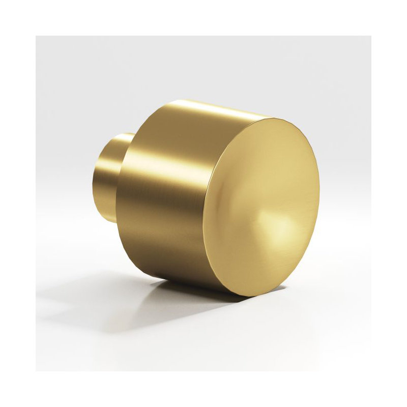 Bouton rond, Laiton satiné, 1"