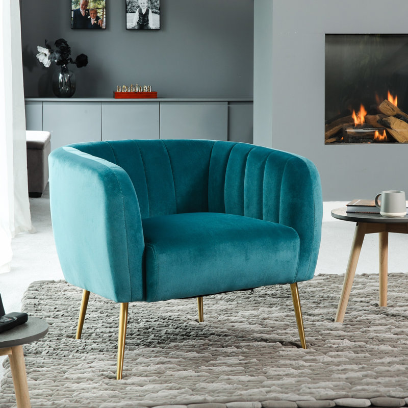 Aylin Velvet Barrel Chair, Teal