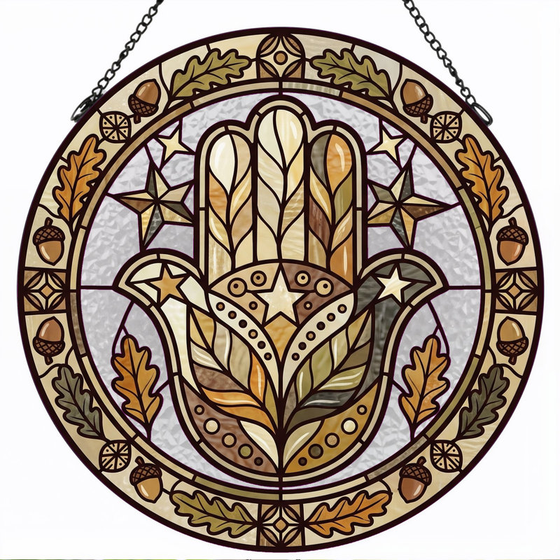 Panneau de vitrail Hamsa ， 7,8H, H 7,8 po