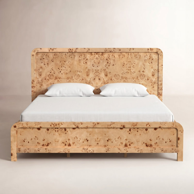 Cora Burl Wood King Panel Bed