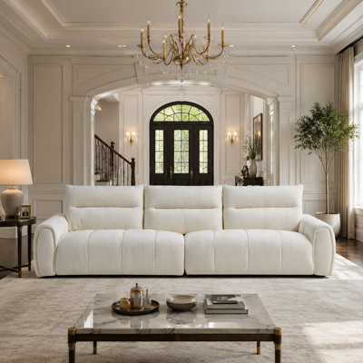 122" Oversized Chenille Sofa, Deep Seat Extra-Long Sofa Couch with Removable Down-Filled Cushions,Solid Wood Frame,1000lbs Capacity for Living Room