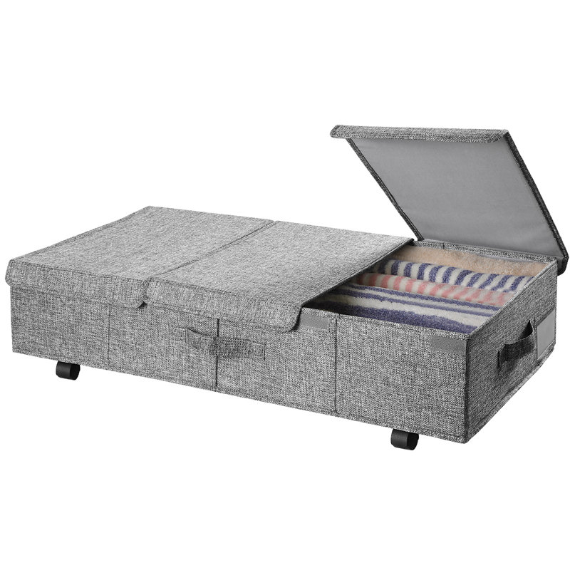 Under Bed Storage With Wheels 2 Pack， Lids Rolling And Handles