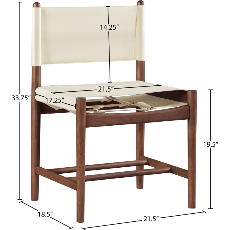 Chaise rembourrée en cuir Rawlins, Crème végétalien en cuir, Brun