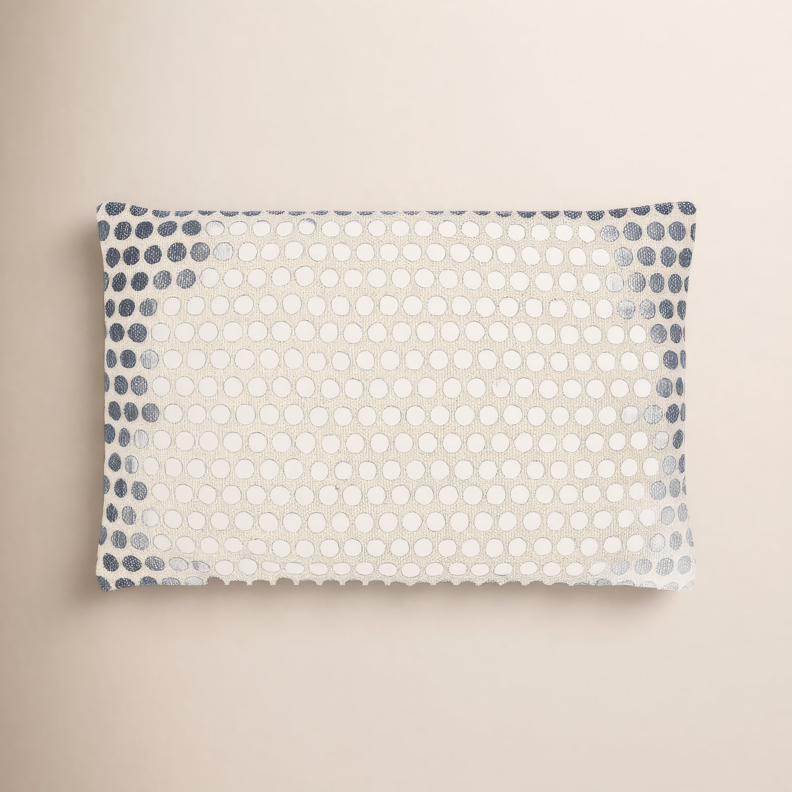 Zetta Polka Dots Cotton Throw Pillow, Light Beige/Dark Blue, Pillow Cover Only - No Insert