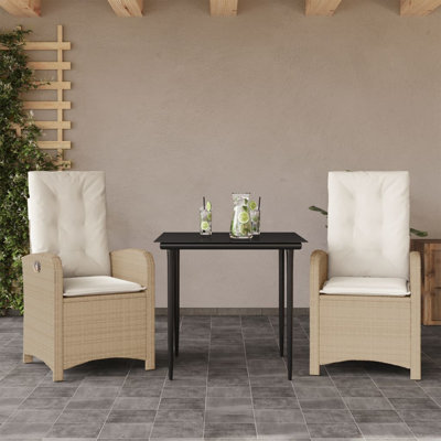 Ensemble de salle à manger de patio avec coussins 3 pièces Latitude Run®