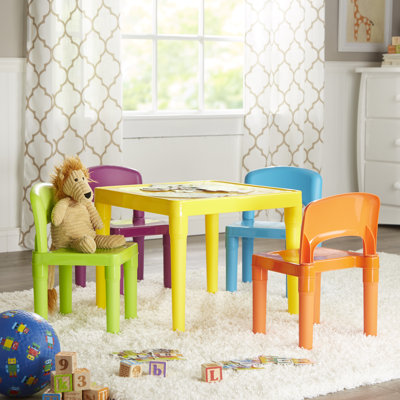 Kids 5 Piece Square Play Or Activity Table and Chair Set