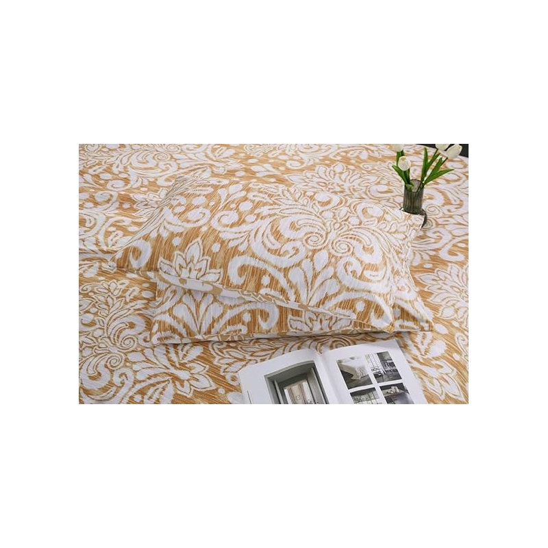 Bluntson Microfiber, Polyester Damask Duvet Cover Set with Pillowcases, Royal Gold, Super King - 2 Pillowcases