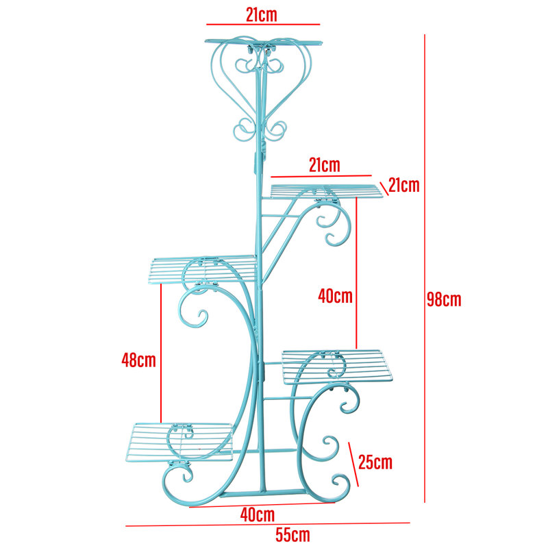 Hershel Metal Weather Resistant Plant Stand, Blue