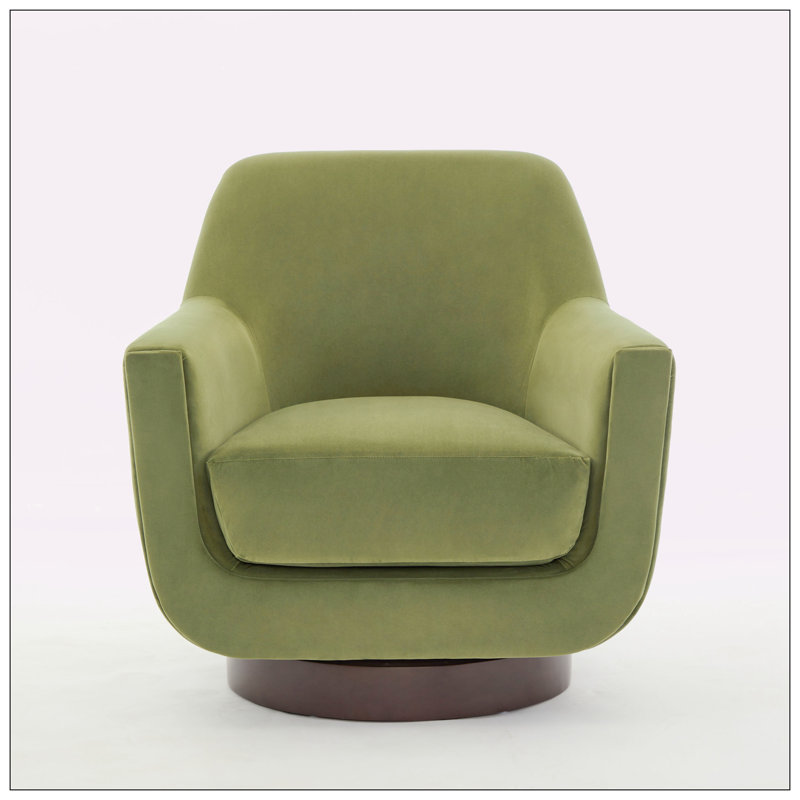 Fauteuil demi-tonneau pivotant de 30,90 po Mercersville, Velours vert