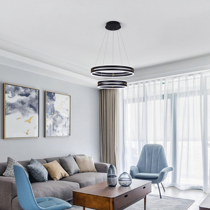 2 - Light Dimmable LED Tiered Chandelier