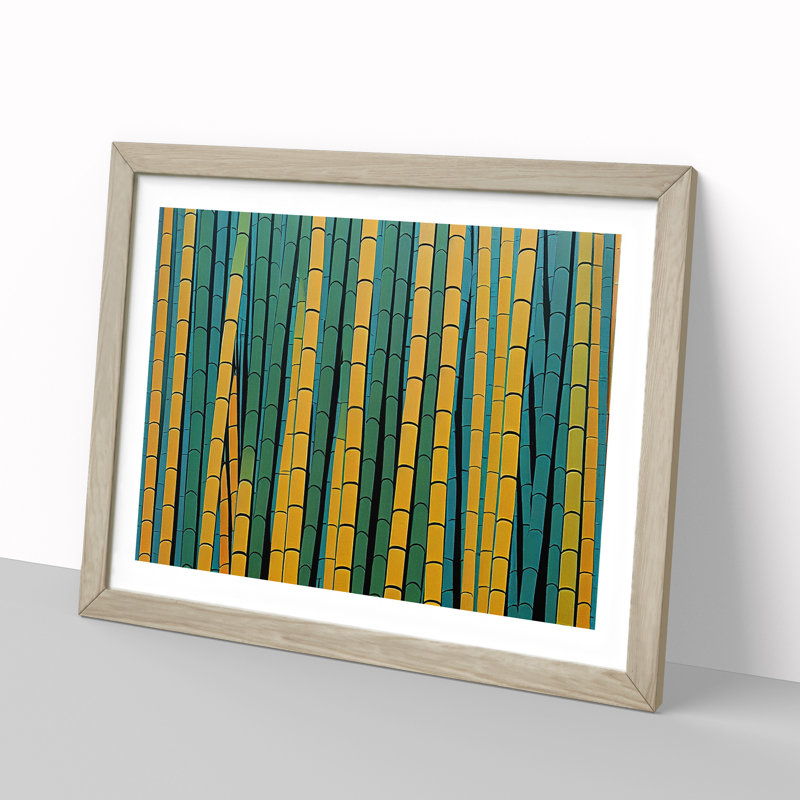 Unbeatable Abstract Bamboo Forest - Framed Print, 25cm H x 34cm W x 2cm D, Oak Framed