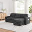 Canapé d'angle convertible réversible Toby de 95 po en tissu tissé noir avec méridienne de rangement, 3 pièces