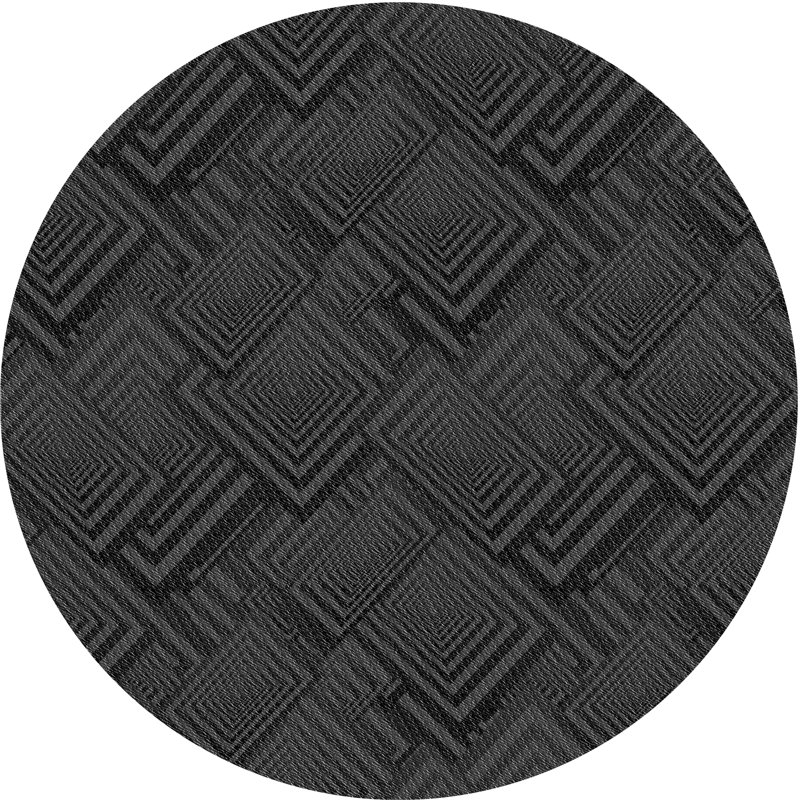 Tapis de zone noire à motifs, Rond 3 pi