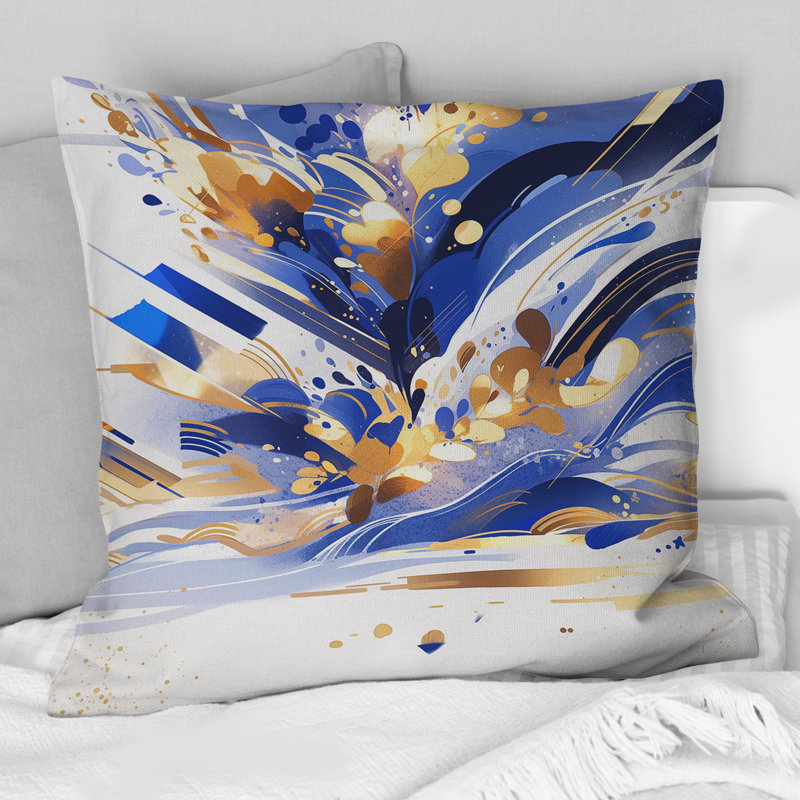 Coussin cubique bleu et blanc Kaleidoscope I