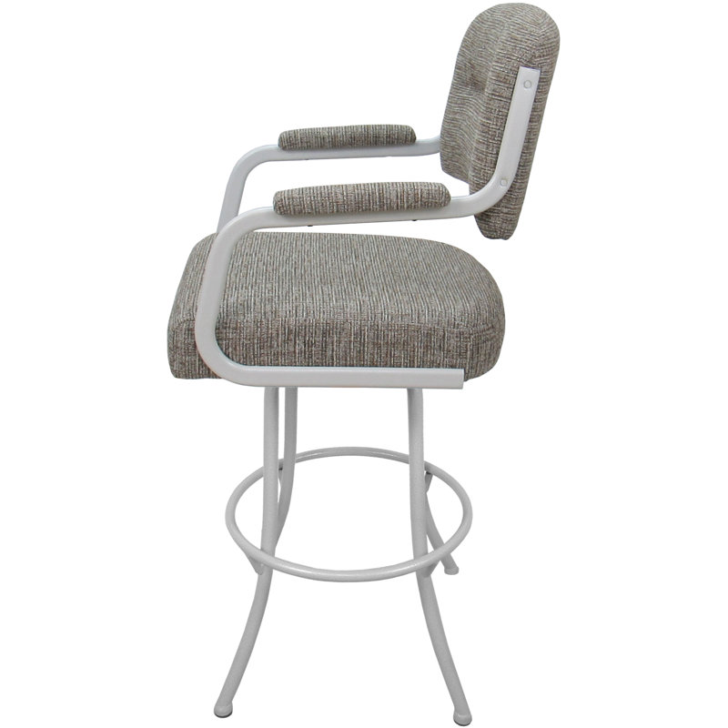 Tabouret de comptoir pivotant de 26 po Huba, White, Gris clair, Tabouret de comptoir (siège d'une hauteur de 26 p