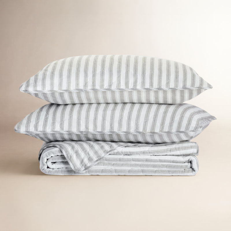 Ensemble de courtepointe réversible en coton Willow Way Ticking Stripe Quilt Set