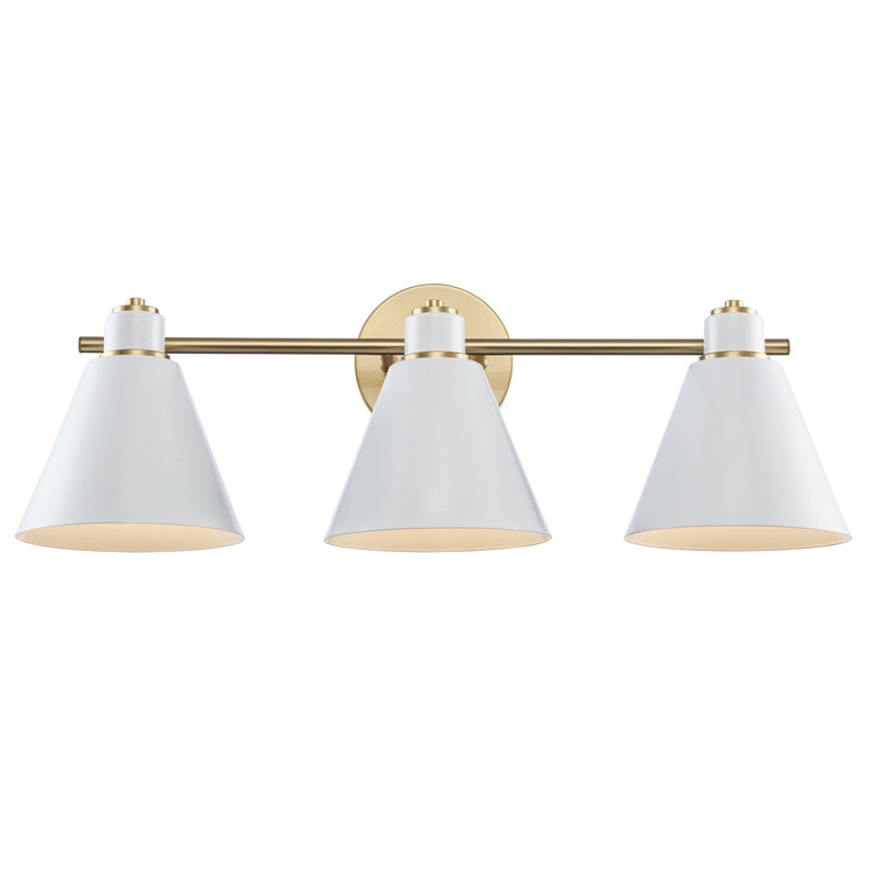 Kamjeet 3 - Light Dimmable Vanity Light, Antique Gold/White