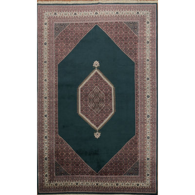Classic Green Traditional Oriental Large Rug 12x19