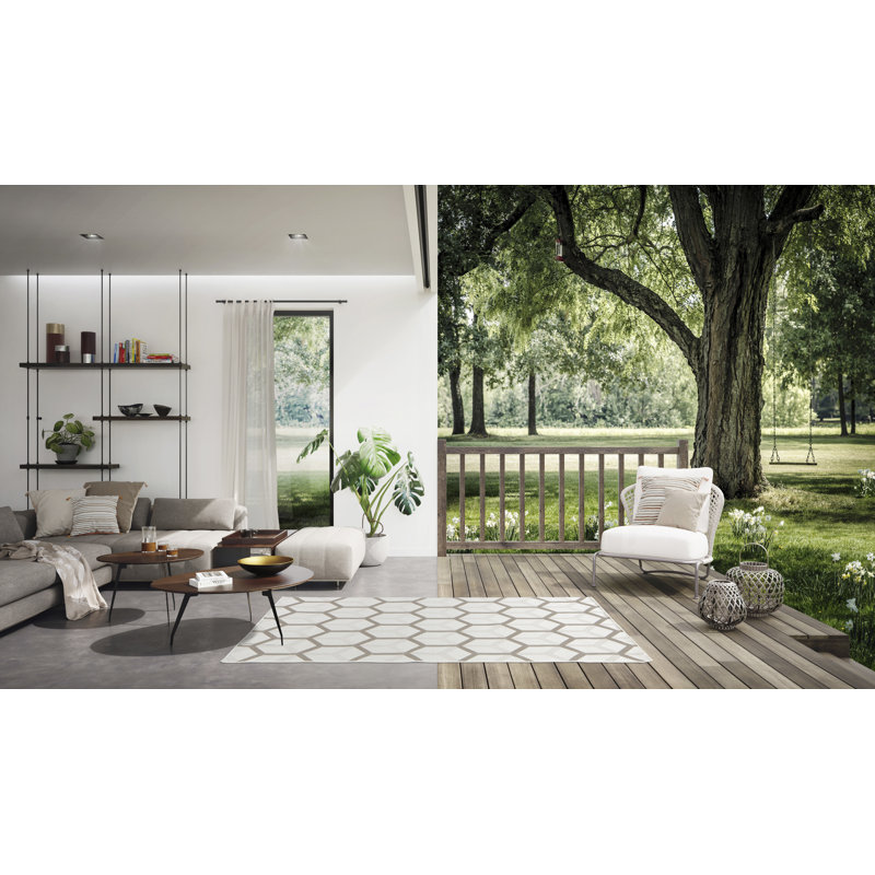 Jalynn Geometric Recycled P.E.T Indoor / Outdoor Area Rug, Rectangle 80 x 150cm