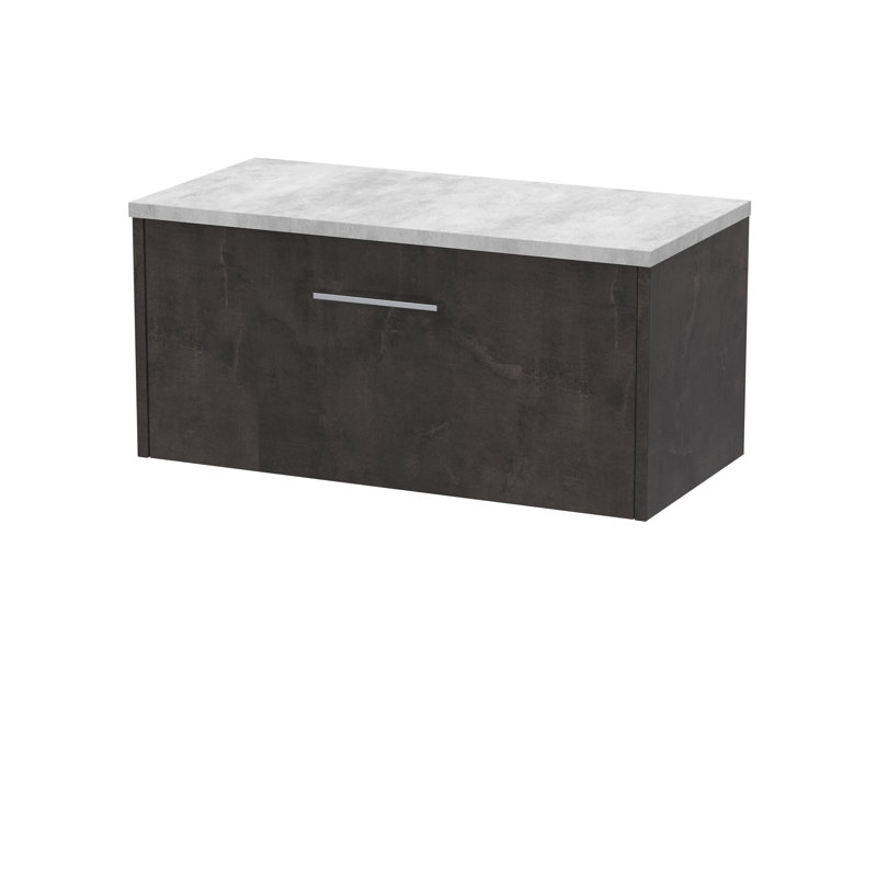 Juno 800mm Wall Hung Single Vanity Unit with Worktop, Metallic Slate