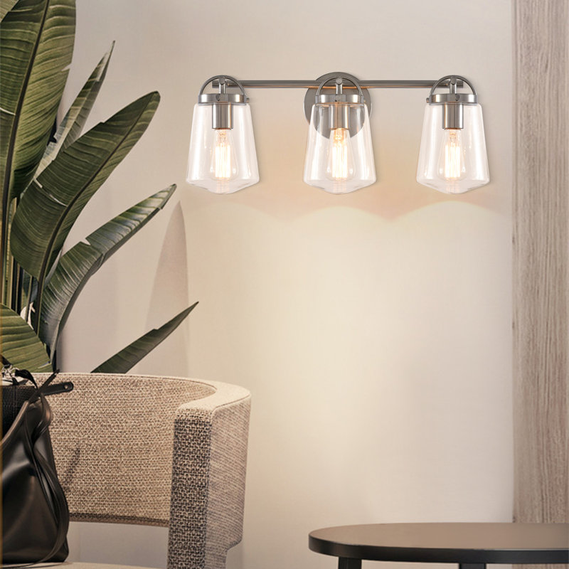 Éclairage pour salle de bain 3 lumières à intensité variable, Nickel brossé