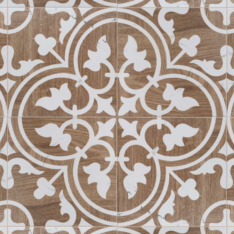 Llama Arte Loire Verso 10" x 10" Porcelain Patterned Wall & Floor Tile, Brown