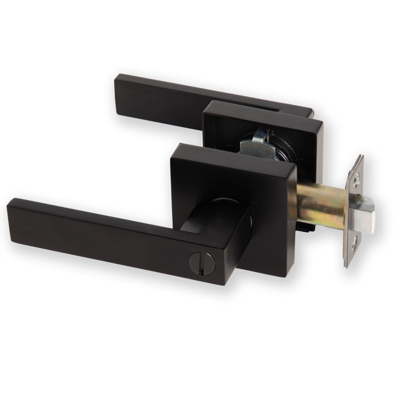 XFORT Quad Privacy Knob Set, Door Knob with Lock for Internal Wooden Bathroom Doors, Complete Set with Tubular Latch