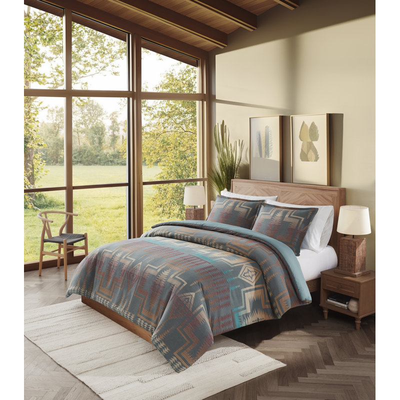 Full Slate Cotton Reversible Comforter Set
