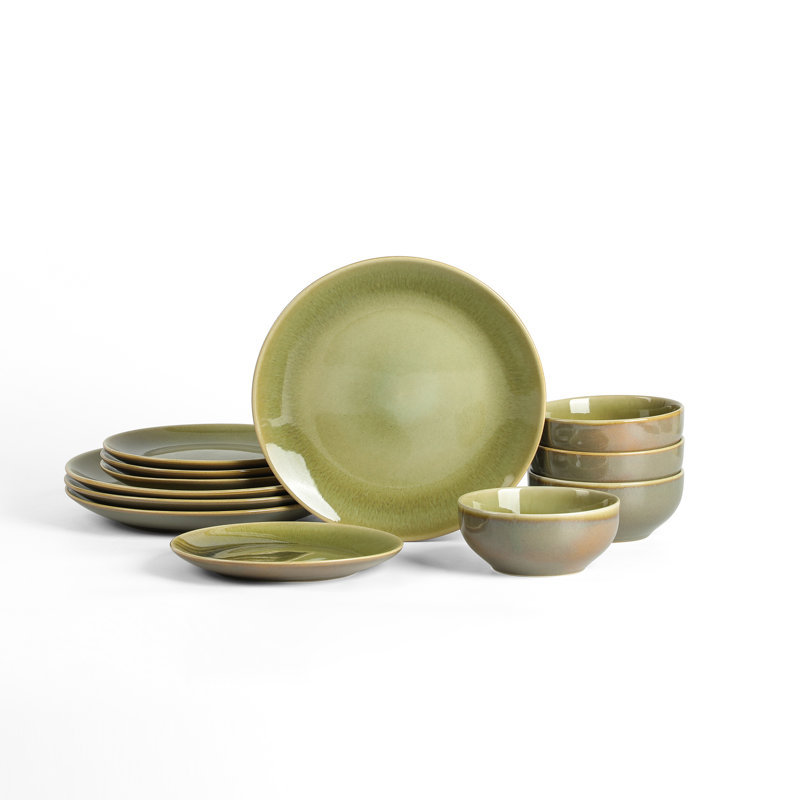 Stone Lain Riley 12-Piece Dinnerware Set Stoneware, Green