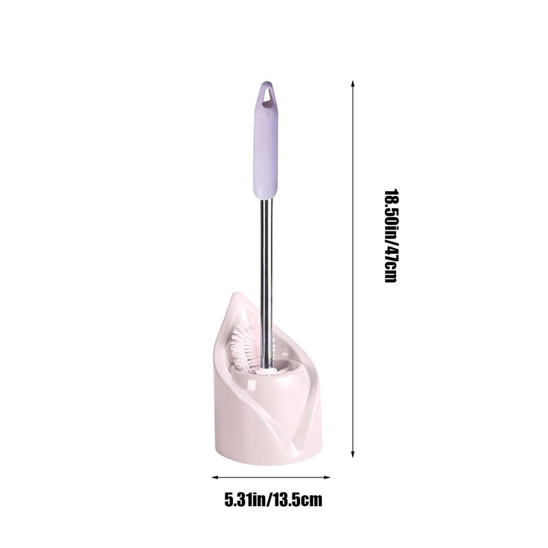 Brosse de toilette compacte moderne à poils longs, ensemble de brosse de nettoyage pour salle de bain, rose 18,9 x 5,1 x 5,1 po