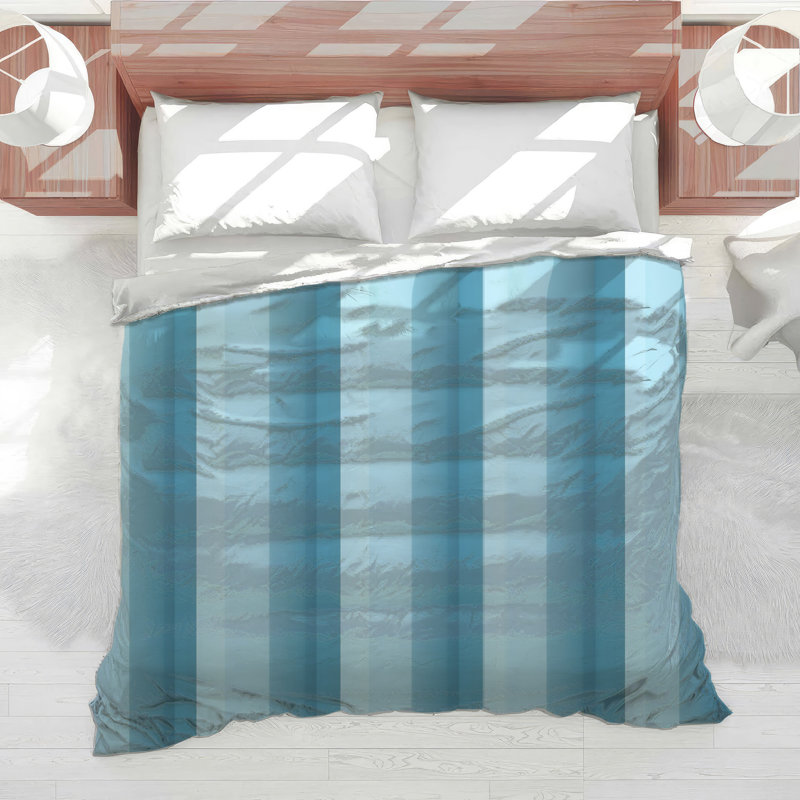 Blue Vertical Stripes Comforter, Queen