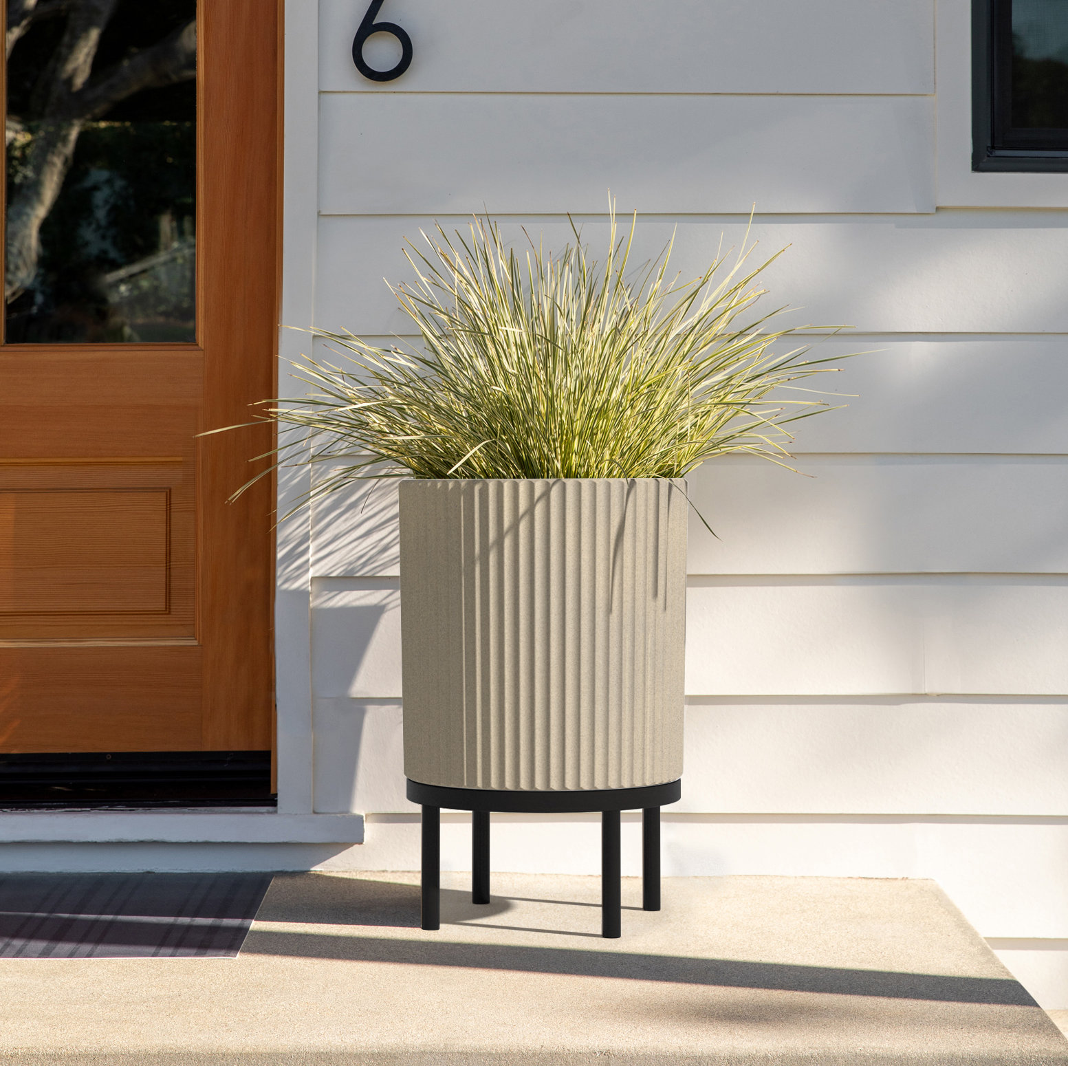 Demi Pot Planter, 1, Sand/Black, 22" H x 14.75" W x 14.75" D