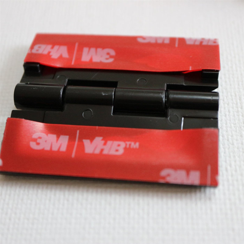 Black Acrylic Hinges - No Glue Required. Self Adhesive, Black Plastic 45mm