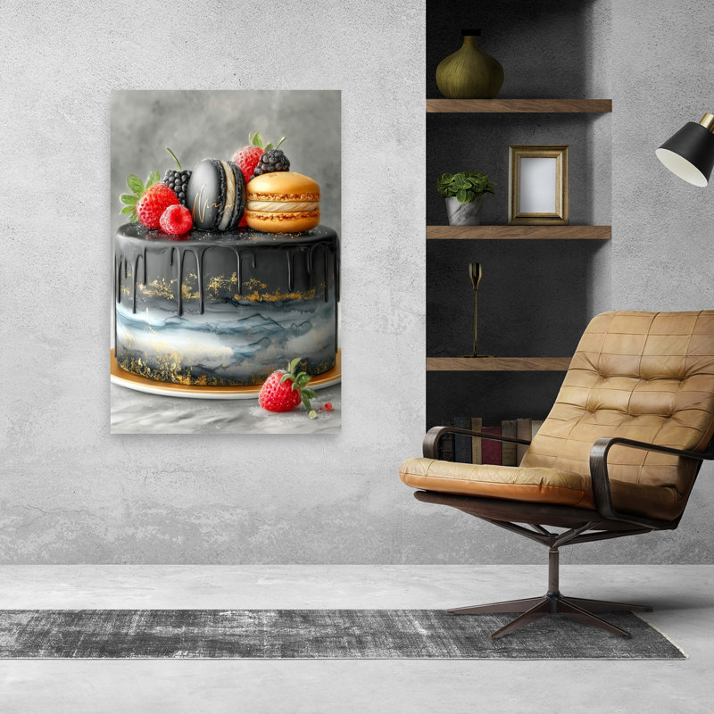 Art mural moderne élégant, gâteau noir élégant, H 48 po x l 32 po