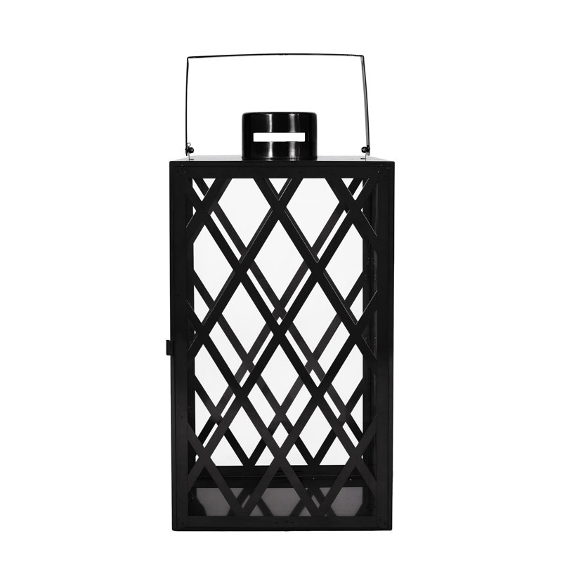 17.5'' H Stainless Steel Floor Lantern, Black