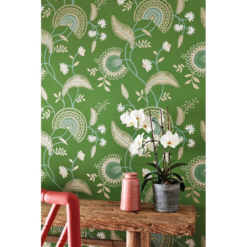 Hakimi 10.05m x 52cm Matte Wallpaper Roll, Green