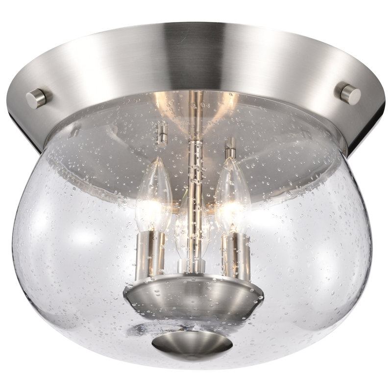 Plafonnier encastré en verre Marelys, Nickel brossé