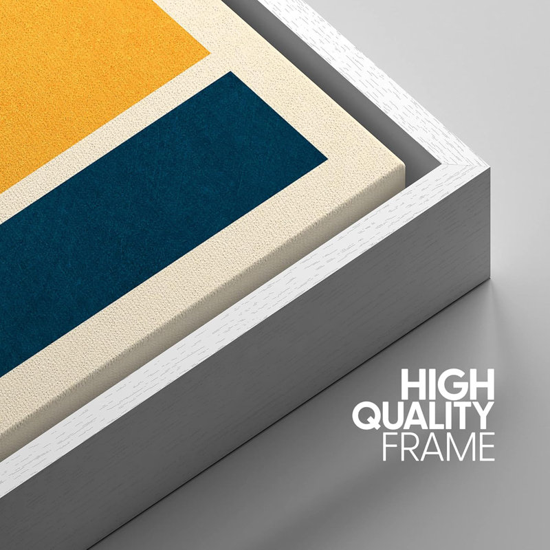 Géométrique, blocs de couleur jaune, illustrations abstraites, formes, moderne, contemporain, Blanc, H 24 po x l 16 po