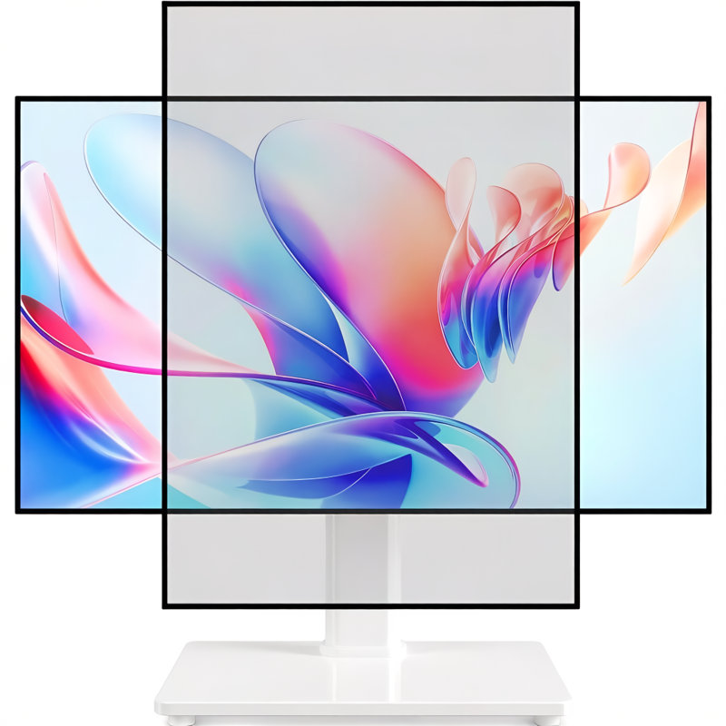 Meuble télé de bureau universel avec support pivotant, noir, Blanc, H 18,4 po x l 11,8 po x P 7,9 po