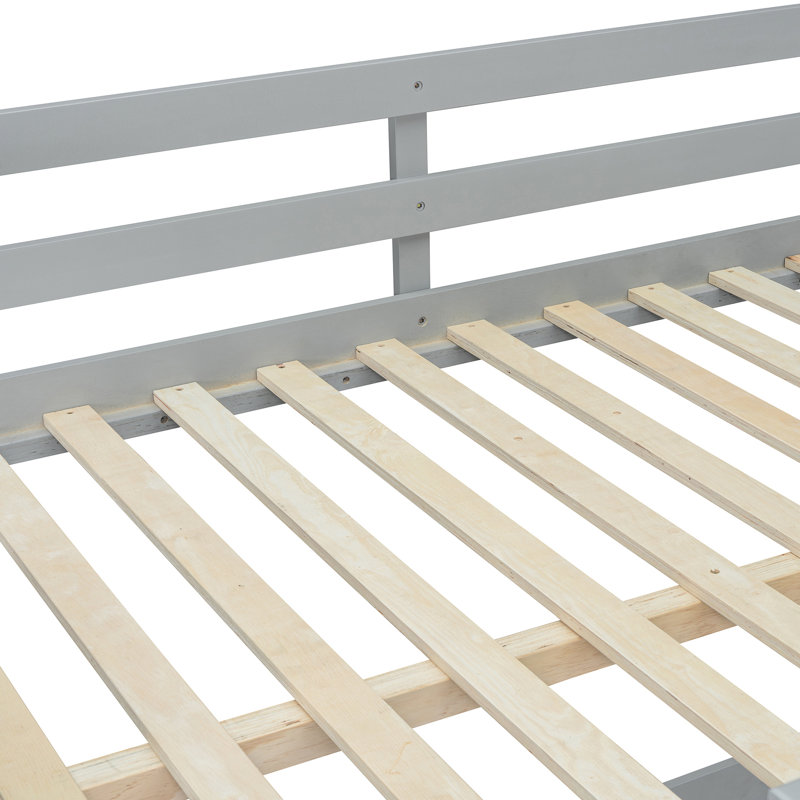Lit double superposé gris avec - Assure une bonne nuit de sommeil avec une structure en bois de pin pour une utilisation à long terme