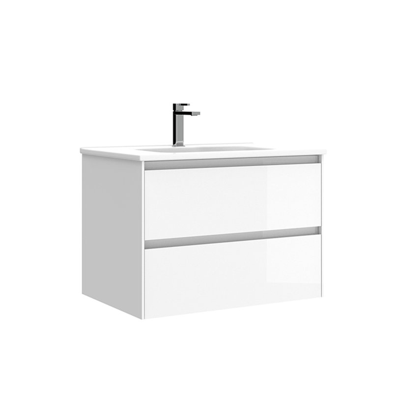 Glossy White Wall-Mounted Single Basin Vanity