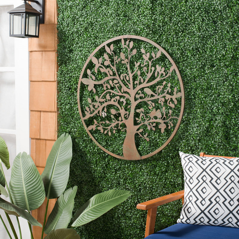 Décoration murale arbre de vie Akhaï, H 31,5 po x l 31,5 po x P 0,25 po, Bleu antique