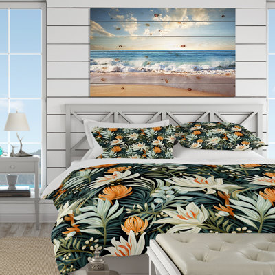Ensemble de housse de couette à motif floral vert et orange